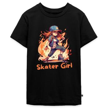Teenager Mädchen auf Skateboard Skater Girl Shirt - Teenager Premium Bio T-Shirt - Schwarz - Vorne - AI Model Teenager Male light (155cm)