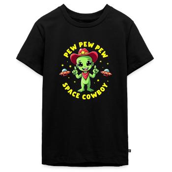 Pew Pew Pew - Teenager Premium Bio T-Shirt - Schwarz - Vorne - AI Model Teenager Male light (155cm)