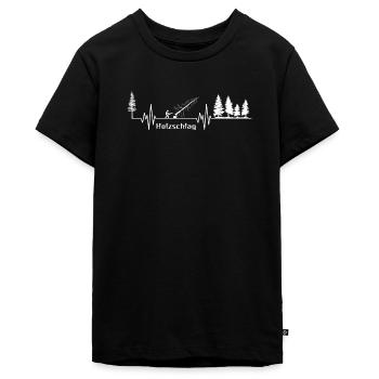 Herzschlag Holzfäller Motorsäge Puls WHITE  v1 - Teenager Premium Bio T-Shirt - Schwarz - Vorne - AI Model Teenager Male light (155cm)
