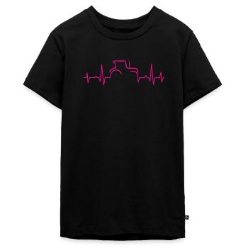 CARDIOGRAM TRAKTOR Magenta - Teenager Premium Organic T-Shirt - black - Front - AI Model Teenager Male light (155cm)