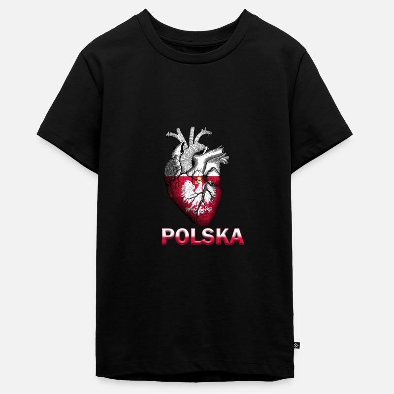 La Pologne est dans mon coeur - T-shirt Premium bio Ado - noir