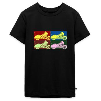Motorrad Biker - Teenager Premium Bio T-Shirt - Schwarz - Vorne - AI Model Teenager Male light (155cm)