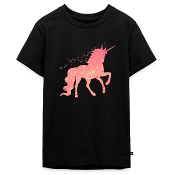 Das rote glitzer Einhorn - Teenager Premium Bio T-Shirt - Schwarz - Vorne - AI Model Teenager Male light (155cm)