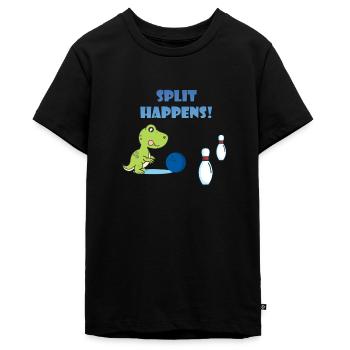 Split arrive Dino Trex T-Rex Bowling T-shirt - T-shirt Premium bio Ado - noir - Devant - AI Model Teenager Male light (155cm)