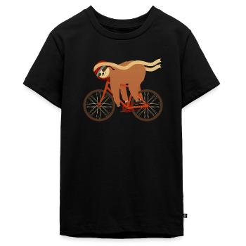 Sloth Sleeping On Bicycle - Teenager Premium Bio T-Shirt - Schwarz - Vorne - AI Model Teenager Male light (155cm)