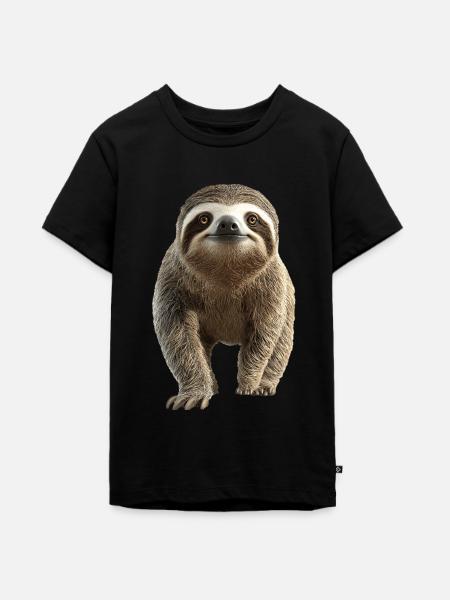 Faultier - Teenager Premium Bio T-Shirt - Schwarz