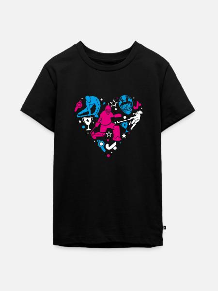 Goalie Herz - Teenager Premium Bio T-Shirt - Schwarz