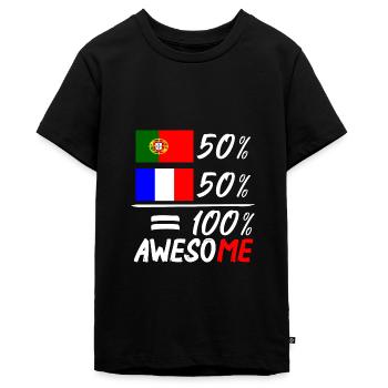 Moitié Français / moitié Portugais - T-shirt Premium bio Ado - noir - Devant - AI Model Teenager Male light (155cm)