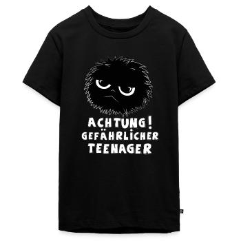 Beware of teenagers - Teenager Premium Organic T-Shirt - black - Front - AI Model Teenager Male light (155cm)