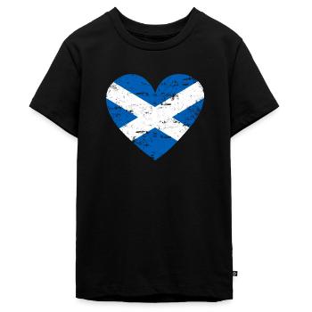 Écosse Flag Heart - T-shirt Premium bio Ado - noir - Devant - AI Model Teenager Male light (155cm)