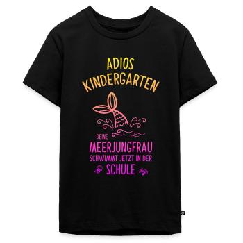 Einschulung Grundschule Erste Klasse Meerjungfrau - Teenager Premium Bio T-Shirt - Schwarz - Vorne - AI Model Teenager Male light (155cm)