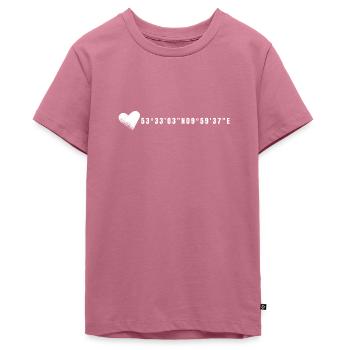 Les coordonnées de Coeur de Hambourg - T-shirt Premium bio Ado - mauve - Devant - AI Model Teenager Male light (155cm)