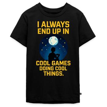 Funny Gamer Saying Gaming Boys - Teenager Premium Organic T-Shirt - black - Front - AI Model Teenager Male light (155cm)