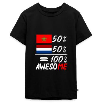 Half Nederlander/half Marokkaan - Tieners Premium Bio T-shirt - zwart - Voor - AI Model Teenager Male light (155cm)