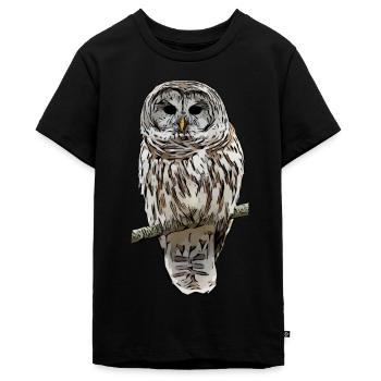 Eulen eule Vogel tiermotiv Aufdruck - Teenager Premium Bio T-Shirt - Schwarz - Vorne - AI Model Teenager Male light (155cm)