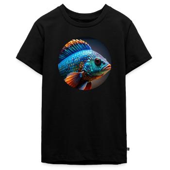 Fisch,bunt,pailletten,glitzer,blau - Teenager Premium Bio T-Shirt - Schwarz - Vorne - AI Model Teenager Male light (155cm)