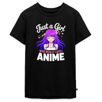 just a girl who loves Anime - Teenager Premium Organic T-Shirt - black - Front - AI Model Teenager Male light (155cm)