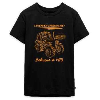 Belarus # MTS / DDR Landmaschinen - Teenager Premium Bio T-Shirt - Schwarz - Vorne - AI Model Teenager Male light (155cm)