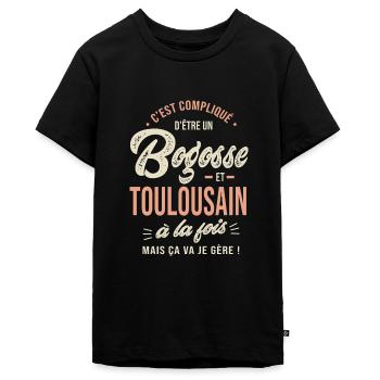 Toulousain Bogosse Cadeau Humour Toulouse - T-shirt Premium bio Ado - noir - Devant - AI Model Teenager Male light (155cm)