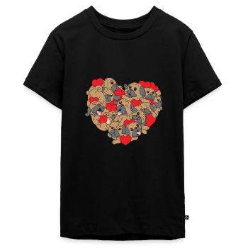 Süßes Hundeherz Valentinskleidung Geschenk für Ihn - Teenager Premium Bio T-Shirt - Schwarz - Vorne - AI Model Teenager Male light (155cm)