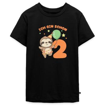 Ich bin schon 2 Faultiere Geburtstags Kinder - Teenager Premium Bio T-Shirt - Schwarz - Vorne - AI Model Teenager Male light (155cm)