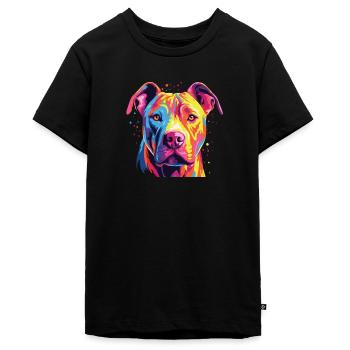 Wasserfarben Farbenfroher Dogo Argentino - Teenager Premium Bio T-Shirt - Schwarz - Vorne - AI Model Teenager Male light (155cm)