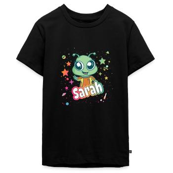 SARAH - Beau nom de fille avec extraterrestre mignon - T-shirt Premium bio Ado - noir - Devant - AI Model Teenager Male light (155cm)