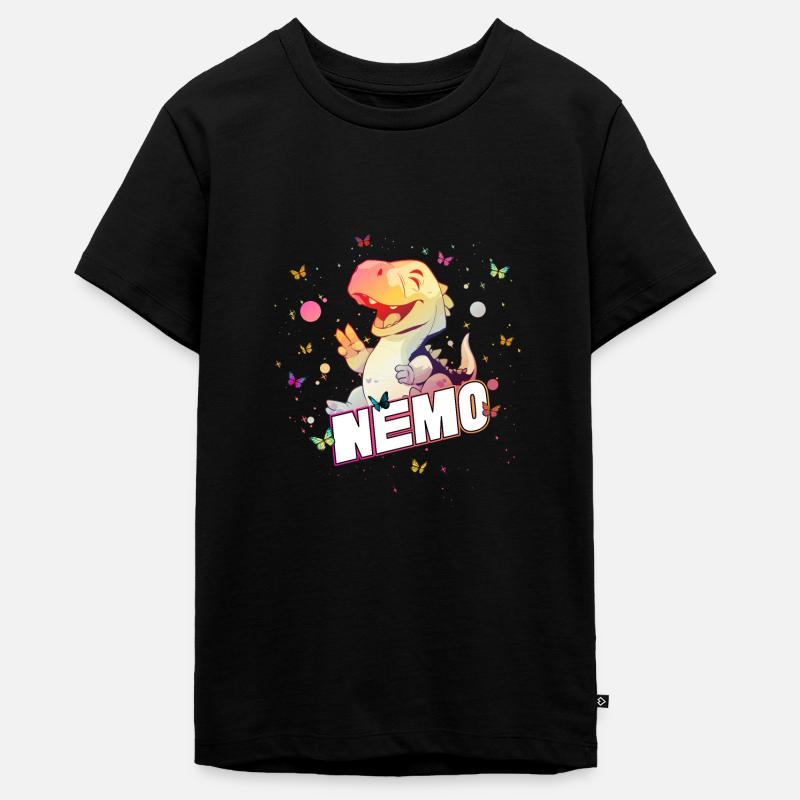 NEMO - Kaunis pojan nimi söpöllä DINO T-REXILLÄ - Premium luomulaatuinen nuorten t-paita - musta