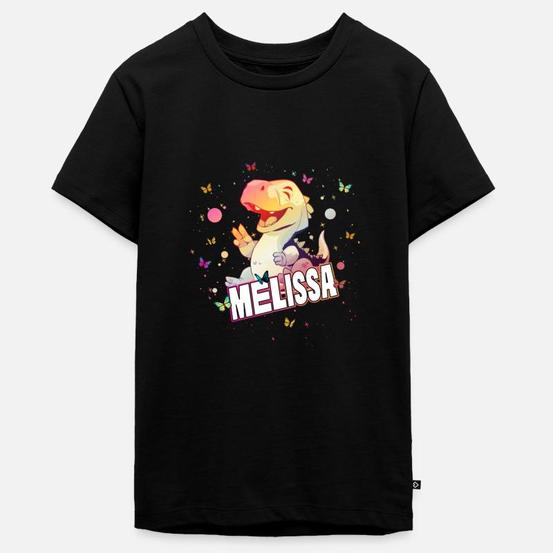 MELISSA - Beau nom de fille avec mignon DINO TREX - T-shirt Premium bio Ado - noir