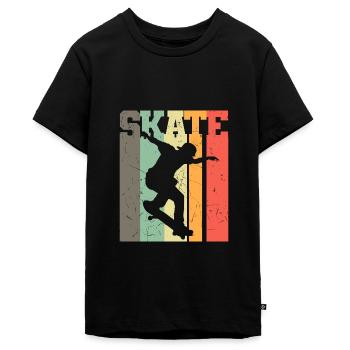 Retro Skateboard fahren - Skateboarder Geschenk - Teenager Premium Bio T-Shirt - Schwarz - Vorne - AI Model Teenager Male light (155cm)