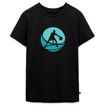 Joueur de basket-ball au rebond - T-shirt Premium bio Ado - noir - Devant - AI Model Teenager Male light (155cm)