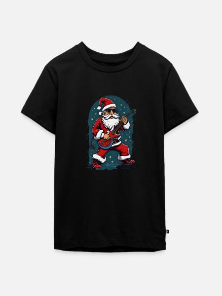 Weihnachtsmann Rock Star - Teenager Premium Bio T-Shirt - Schwarz