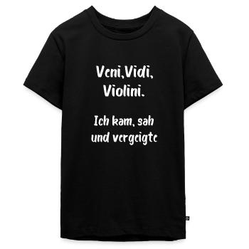 Veni, Vidi, Violini. Ich Kam, Sah Und Vergeigte - Teenager Premium Bio T-Shirt - Schwarz - Vorne - AI Model Teenager Male light (155cm)