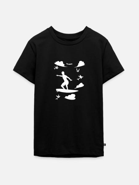 Wolken Surfer - Teenager Premium Bio T-Shirt - Schwarz