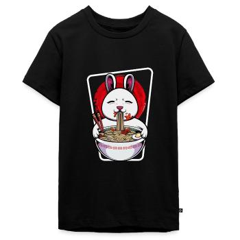 Ramen Kaninchen - Teenager Premium Bio T-Shirt - Schwarz - Vorne - AI Model Teenager Male light (155cm)