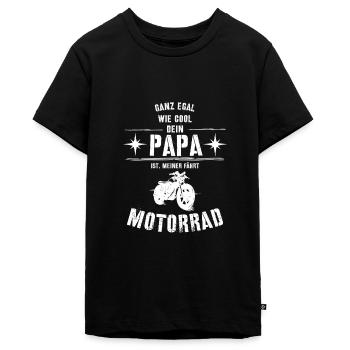 Cooler Motorrad Papa - Teenager Premium Bio T-Shirt - Schwarz - Vorne - AI Model Teenager Male light (155cm)
