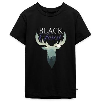 Black Forest trendiger Schwarzwald Hirsch - Teenager Premium Bio T-Shirt - Schwarz - Vorne - AI Model Teenager Male light (155cm)
