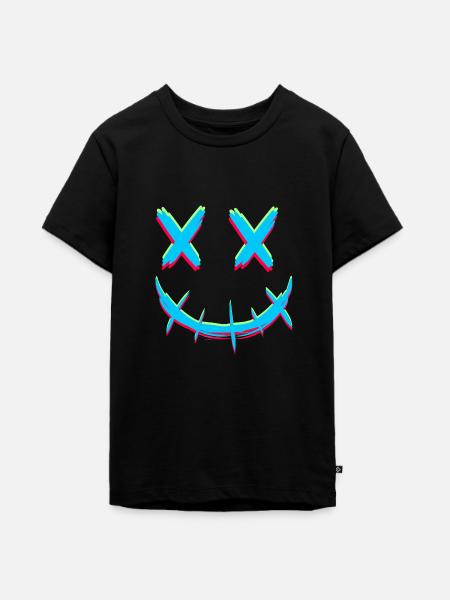 Smile mit x Augen - Teenager Premium Bio T-Shirt - Schwarz