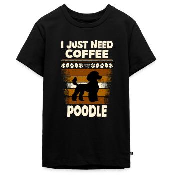 Poodle Coffee Bean - Teenager Premium Organic T-Shirt - black - Front - AI Model Teenager Male light (155cm)