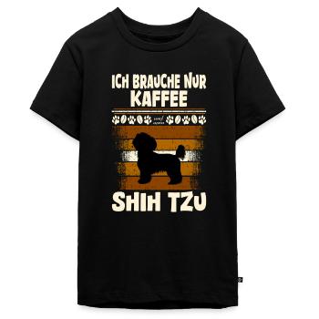 shih tzu - Teenager Premium Organic T-Shirt - black - Front - AI Model Teenager Male light (155cm)