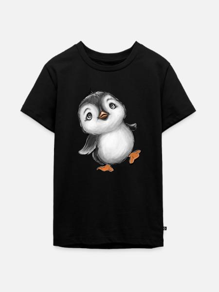 PINGUIN - Teenager Premium Bio T-Shirt - Schwarz