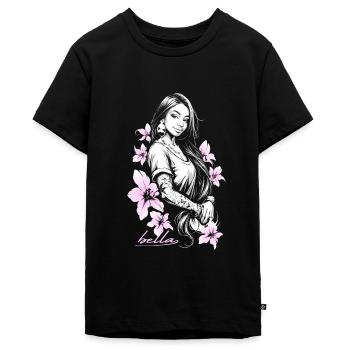 Bella blossom latina chicca - T-shirt Premium bio Ado - noir - Devant - AI Model Teenager Male light (155cm)