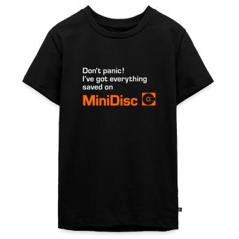 Minidisc Dont Panic! (2 color) - Teenager Premium Organic T-Shirt - black - Front - AI Model Teenager Male light (155cm)