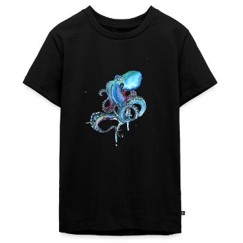 kraake oktopus tentakal illu fisch tintenfisch ora - Teenager Premium Bio T-Shirt - Schwarz - Vorne - AI Model Teenager Male light (155cm)