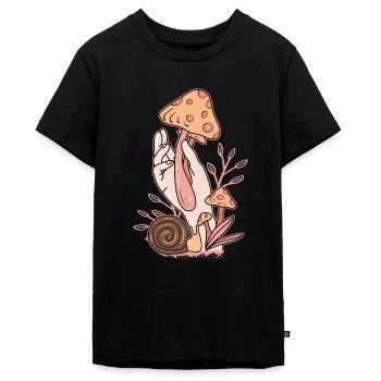 Some Mushrooms_Cottagecore - Teenager Premium Organic T-Shirt - black - Front - AI Model Teenager Male light (155cm)