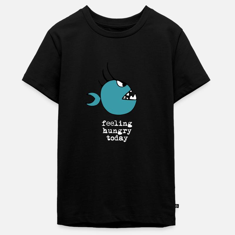 Piranha affamé dessin blanc - T-shirt Premium bio Ado - noir
