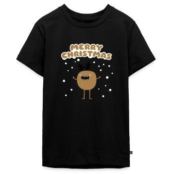 Lustiger Weihnachts Elch - Merry Christmas - Teenager Premium Bio T-Shirt - Schwarz - Vorne - AI Model Teenager Male light (155cm)