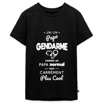 J'ai un papa gendarme plus cool - T-shirt Premium bio Ado - noir - Devant - AI Model Teenager Male light (155cm)