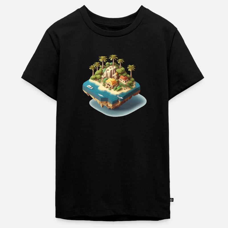 Cadeau 3D de l’île - T-shirt Premium bio Ado - noir