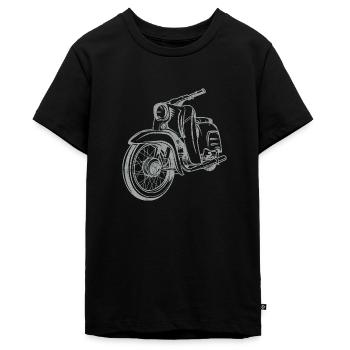 Simson Schwalbe KR51 Vintage Lineart Silhouette - Teenager Premium Bio T-Shirt - Schwarz - Vorne - AI Model Teenager Male light (155cm)